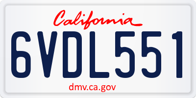 CA license plate 6VDL551