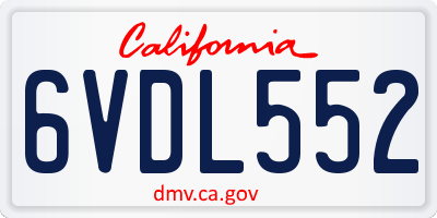 CA license plate 6VDL552