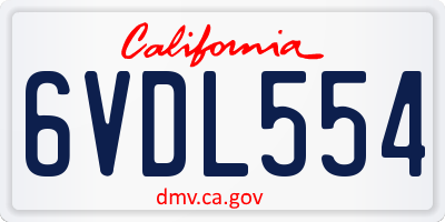 CA license plate 6VDL554