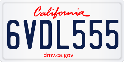 CA license plate 6VDL555