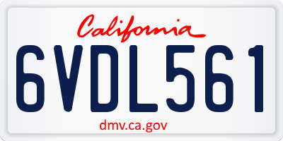 CA license plate 6VDL561