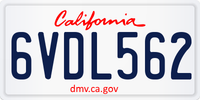 CA license plate 6VDL562