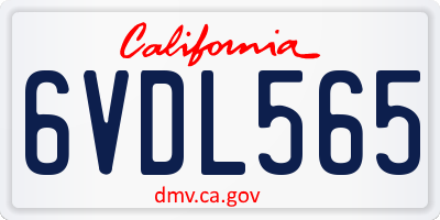 CA license plate 6VDL565
