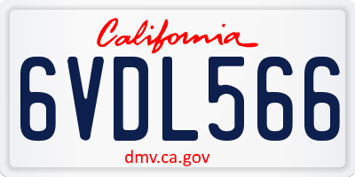 CA license plate 6VDL566