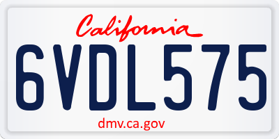CA license plate 6VDL575