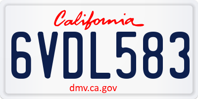 CA license plate 6VDL583