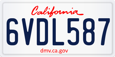 CA license plate 6VDL587