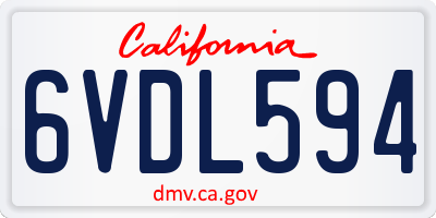 CA license plate 6VDL594
