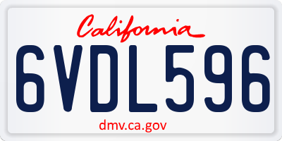 CA license plate 6VDL596