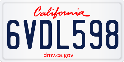 CA license plate 6VDL598