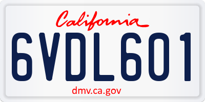 CA license plate 6VDL601