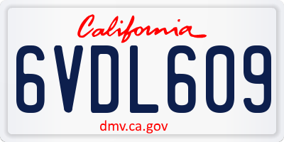 CA license plate 6VDL609