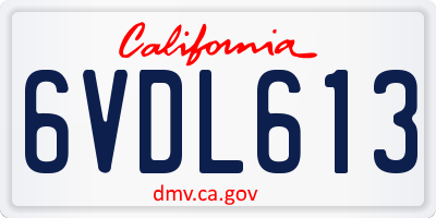 CA license plate 6VDL613