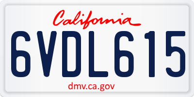 CA license plate 6VDL615