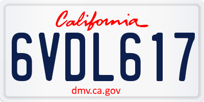 CA license plate 6VDL617