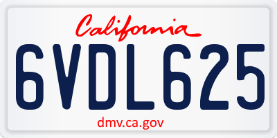 CA license plate 6VDL625