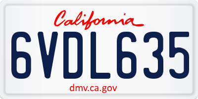 CA license plate 6VDL635