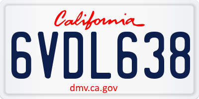 CA license plate 6VDL638