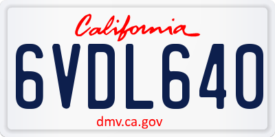 CA license plate 6VDL640