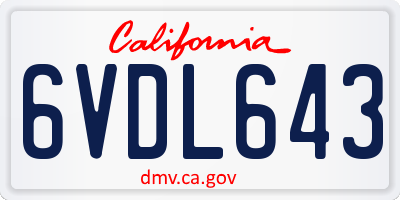 CA license plate 6VDL643