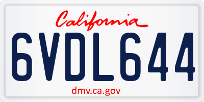 CA license plate 6VDL644
