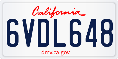 CA license plate 6VDL648