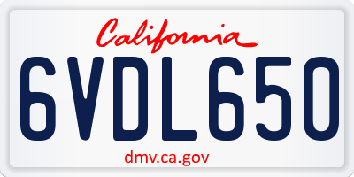 CA license plate 6VDL650