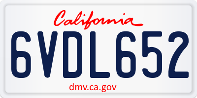 CA license plate 6VDL652