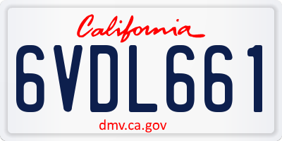 CA license plate 6VDL661