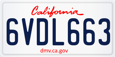CA license plate 6VDL663