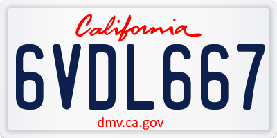 CA license plate 6VDL667