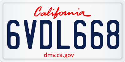 CA license plate 6VDL668