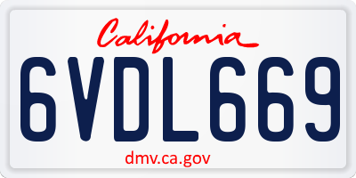 CA license plate 6VDL669