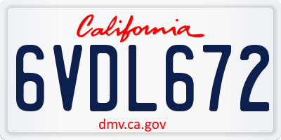 CA license plate 6VDL672