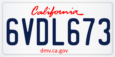 CA license plate 6VDL673