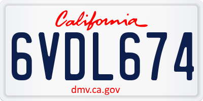 CA license plate 6VDL674