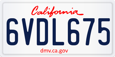 CA license plate 6VDL675