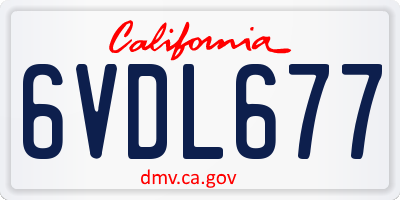 CA license plate 6VDL677
