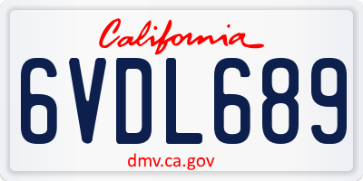 CA license plate 6VDL689