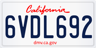CA license plate 6VDL692