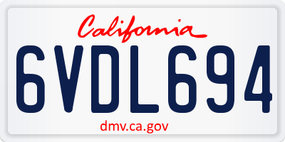 CA license plate 6VDL694
