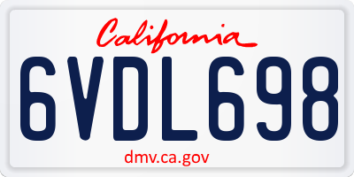 CA license plate 6VDL698