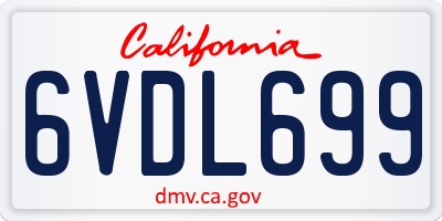 CA license plate 6VDL699