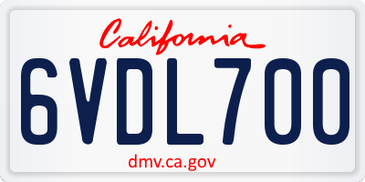CA license plate 6VDL700