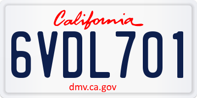 CA license plate 6VDL701