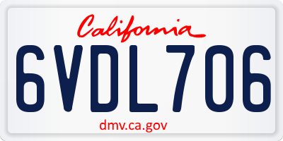 CA license plate 6VDL706