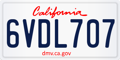 CA license plate 6VDL707