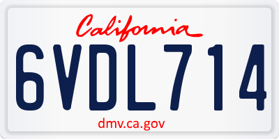 CA license plate 6VDL714