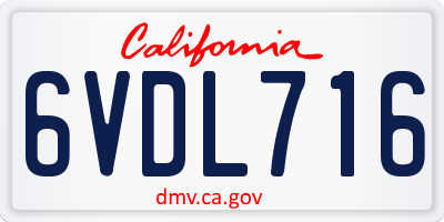 CA license plate 6VDL716
