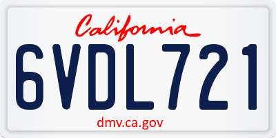 CA license plate 6VDL721